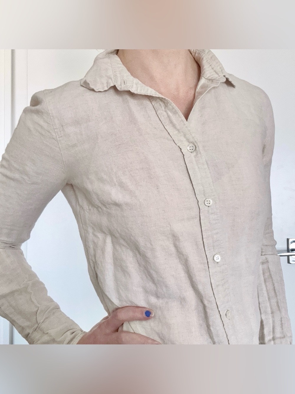 J.Crew Perfect Beige Linen Cotton Button Up Shirt Classic Lightweight Summer 0